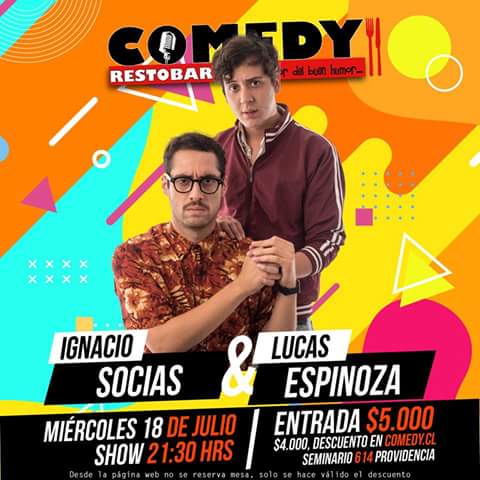 comedyrestobar's tweet image. Hoy!!
Regresan 😀
💥Ignacio Socías &amp;amp;
Lucas Espinoza💥 
#standupcomedy 
Abierto dsd 20h.