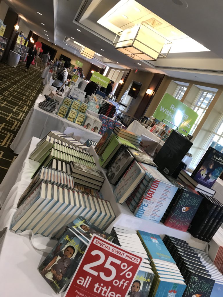 PrincipalGarden's tweet photo. Breathe in, breathe out...slight book panic attack happening here. What happens when you want every single book?! #ReadingSummit https://t.co/n7sVpfcdoV