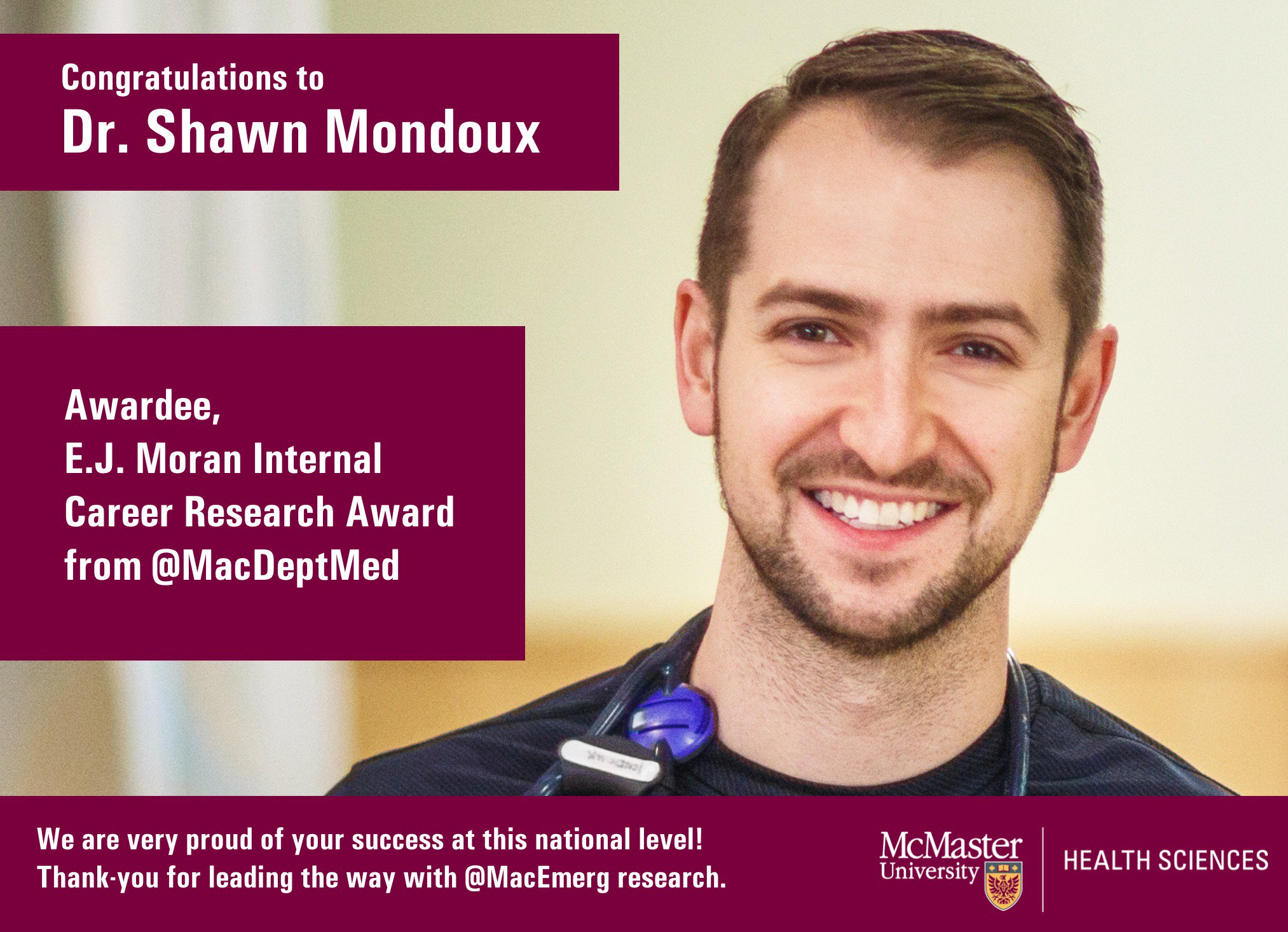 McMaster Emerg Med On Twitter Congratulations To DrShawnQI On His
