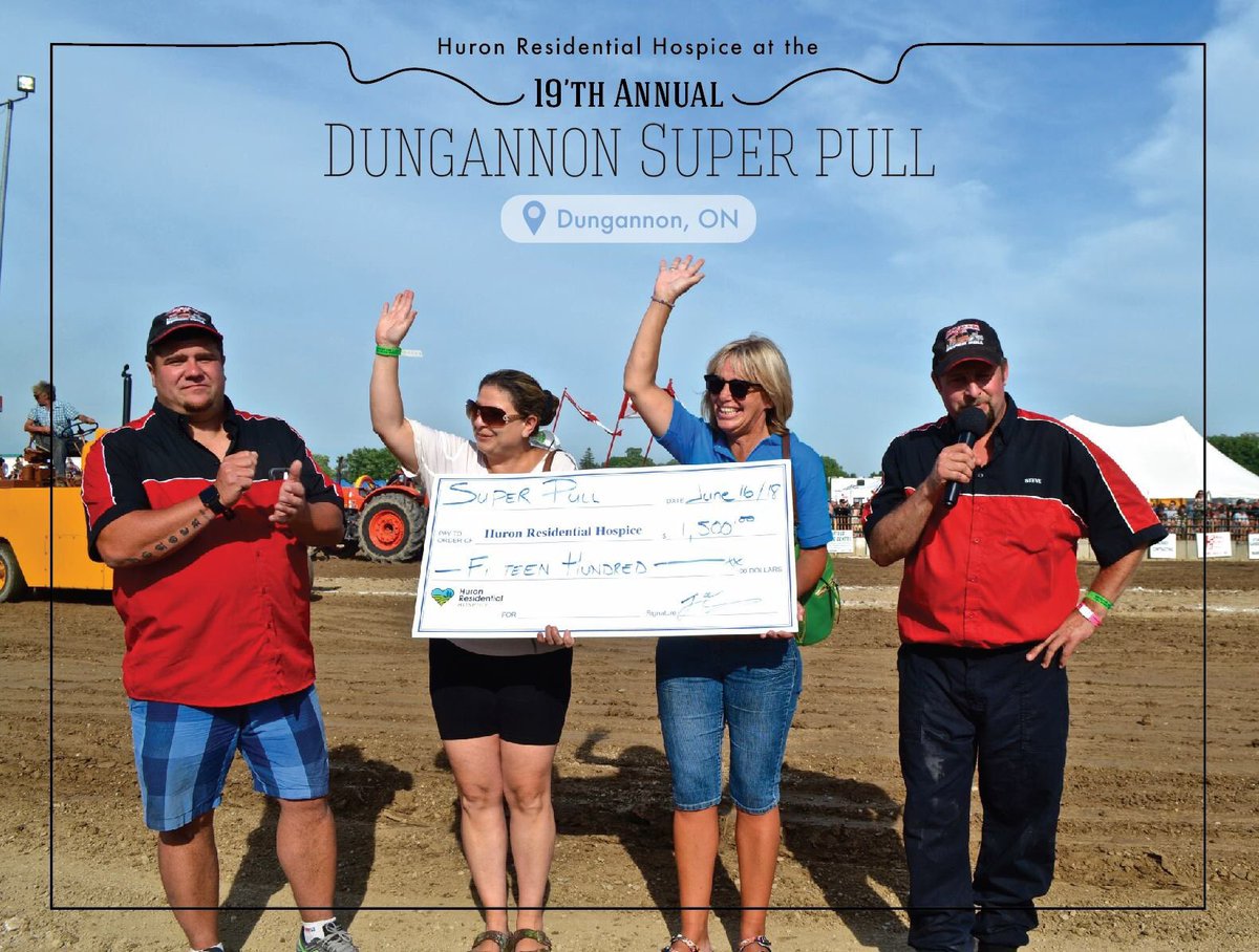 huronhospice's tweet photo. From all of us at the Huron Residential Hospice, thank you Dungannon Super Pull for your generous donation of $1,500! 
The #SuperPull, held this year in memory of Mike Pentland, is one of the largest Pull events in #HuronCounty history!
Can't wait for the #DungannonSuperPull2019 https://t.co/XR9cVl8Fi7