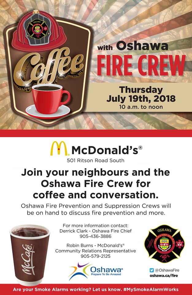 Have a snack and then  a chat with Oshawa Fire Crews on Thursday. @OshawaFire @ColinWxchaser bit.ly/2L2NL6d https://t.co/uQNl4SOmtZ