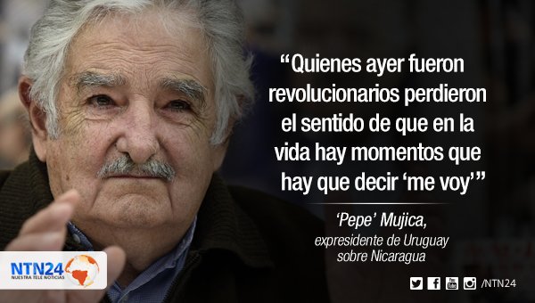 NTN24's tweet photo. 🎥 [#NICARAGUA] “Siento que algo que fue un sueño se desvía, cae en autocracia": ‘Pepe’ Mujica sobre Nicaragua https://t.co/V76InWADJ7 https://t.co/OGDAEtXsXq