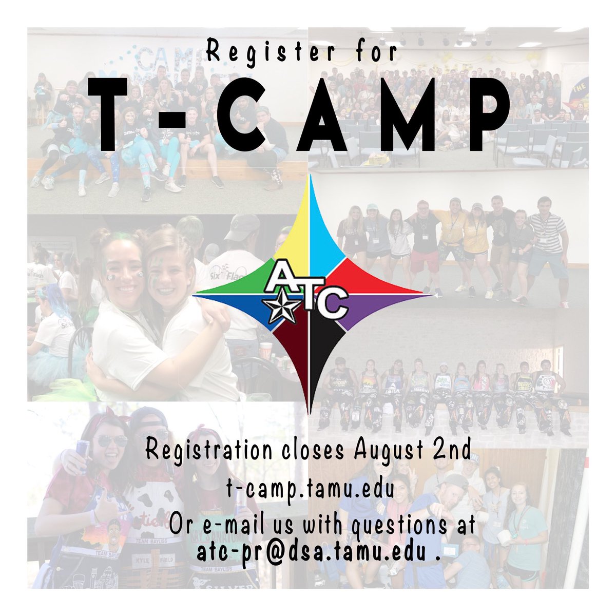 FishCampTAMU's tweet photo. Registration for T-Camp is now open! Go to this page https://t.co/KaAlElTGZ6 to find more information about T-Camp and how to register! 

Don’t forget to follow @TAMU_ATC for more registration updates 👍 https://t.co/aqwHoES53g