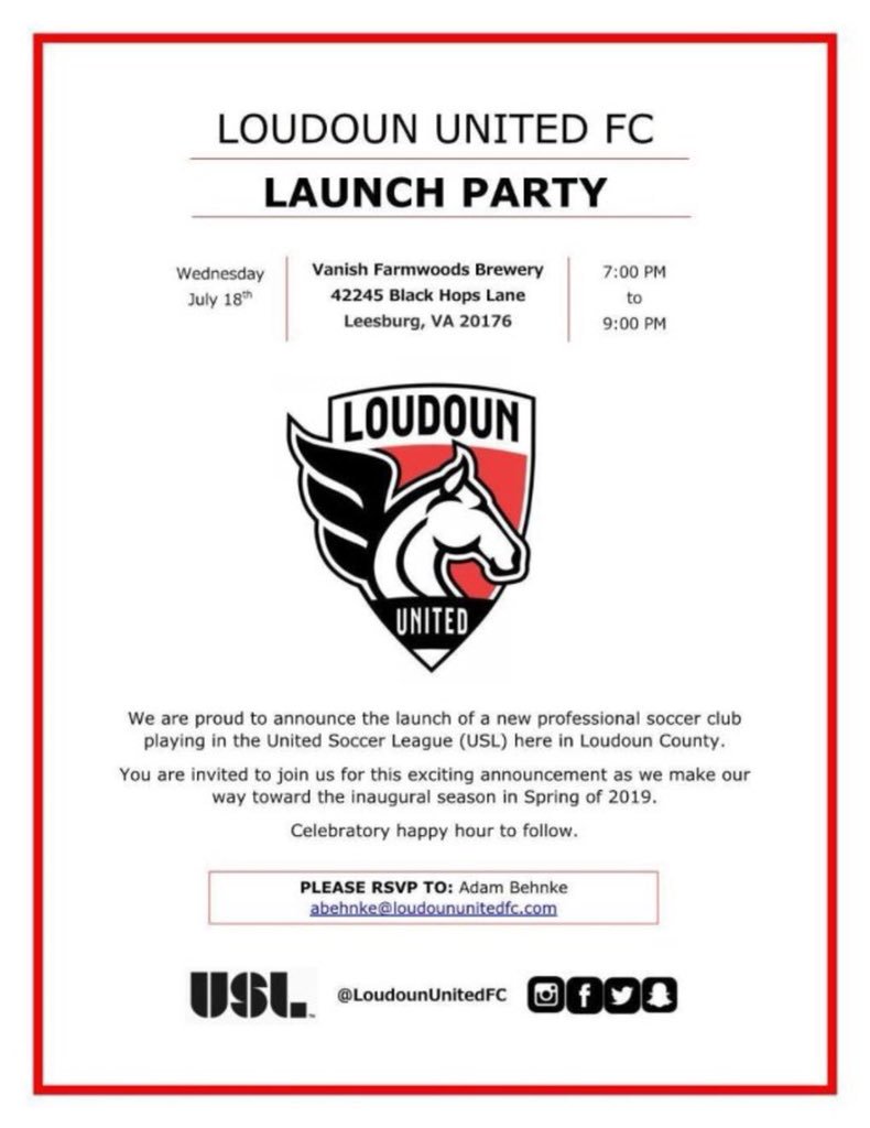 DMVSoccer96's tweet photo. The official unveiling of @loudonunitedfc will be tonight at 7 PM at Vanish Farmwoods Brewery in Leesburg, Virginia! Be sure to follow them on Instagram and Twitter for updates!
#WelcomeToTheDMV | #LUFC https://t.co/aM8GnCWC1h
