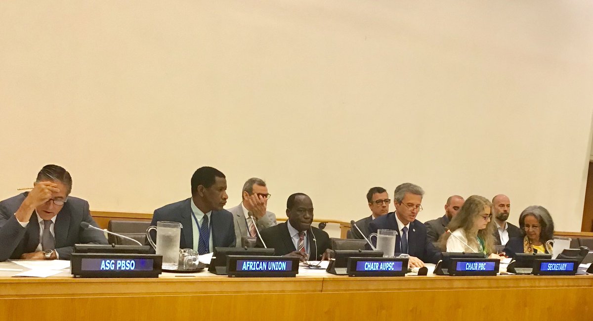 AfricanUnionUN's tweet photo. The annual #AUPSC-#UNPB joint meeting today focused on three PB configurations, namely: #CentralAfricanRepublic, #Liberia & #SierraLeone. Lessons learned and succes stories were shared. https://t.co/9x2OOqU3L6