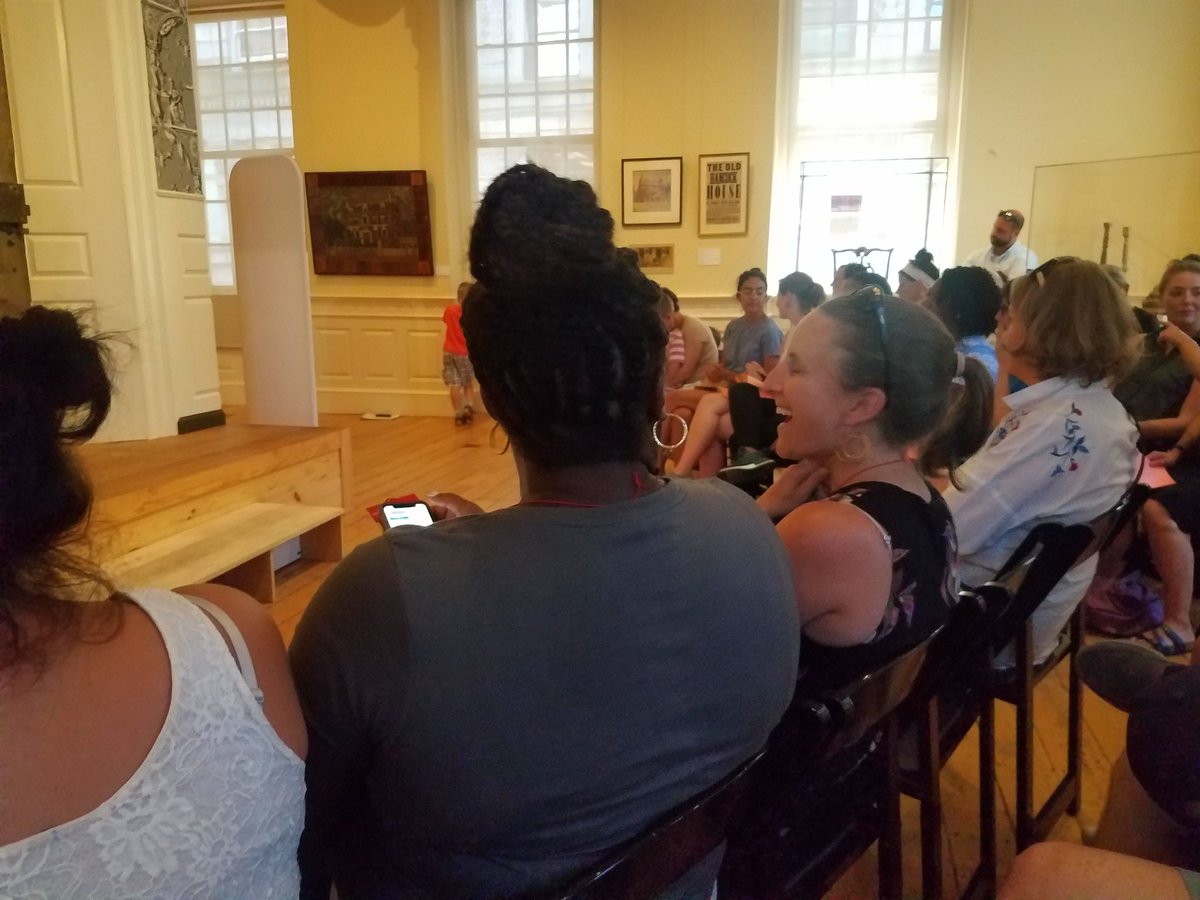 dunneteach's tweet photo. Our #PlaceBasedBos cohort of @BostonSchools teachers was blown away by the performance of Cato & Dolly at the Old State House. This 24 minute play tells the story of John Hancock's wife, Dolly, and a freed slave, Cato, who works in their household. https://t.co/HPoNaGWXgs