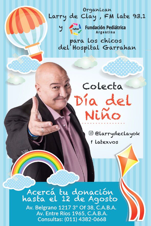Se acerca el Día del niño....Podes darnos una mano? <a href="/LarrydeClayOK/">Raul Biaggioni Cuenta Oficial</a>