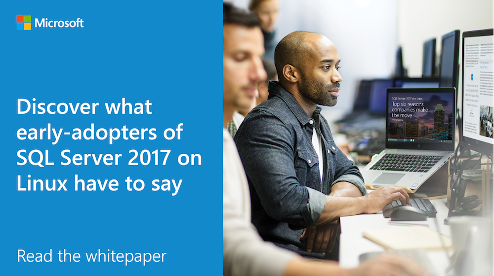 Learn the 6 key benefits of #SQLServer on #Linux from other organizations. Read the whitepaper: http://msft.social/XTBQJC
