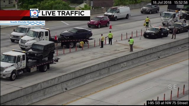 CRASH: I-95 NB & NW 79th St. Two general purpose lanes are blocked. Delays stretch back for 5 miles. #TRAFFIC #MIAMI https://t.co/XddT11Z6mv