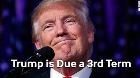 Junemom47's tweet photo. Given the DEMOCRATS unprecedented resistance, obstruction, &amp; meddling in the Business of Trump's Presidential Administration ~ 

President Trump should be given a 3rd Term!

All in Favor of a 3rd Term say "Aye" &amp; Retweet

#MAGA2KAG @POTUS https://t.co/7avYeecOyb