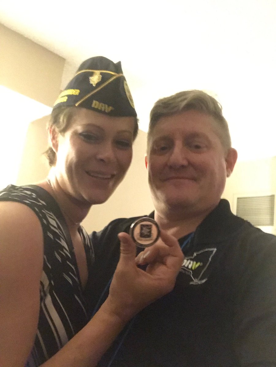 DAVNYDept's tweet photo. @davhq outstanding veteran of the year Callie Rios found a common bond with Commander Pennell #DAV97th #NSDQ https://t.co/lywvqVXWuI