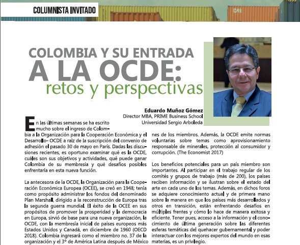 AnaldexColombia's tweet photo. Los invitamos a leer el artículo ‘Colombia y su entrada a la OCDE: retos y perspectivas’ Edición No. 52 de nuestra Revista Exponotas. Pág #20 → https://t.co/bfhcSXQqoJ https://t.co/YNInIpunva