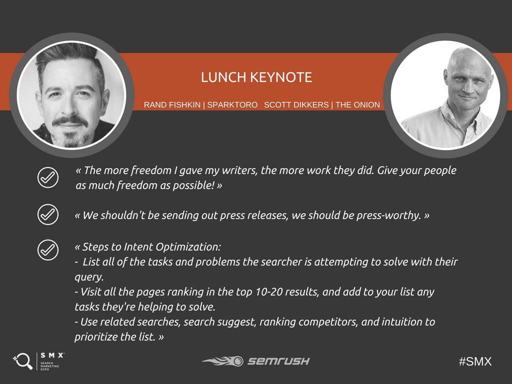 semrush's tweet photo. Great Lunch Keynote Session from @randfish & @ScottDikkers❗️
Here is our recap❗️
#DSDEN #DSDenver https://t.co/m9bewsTDsx
