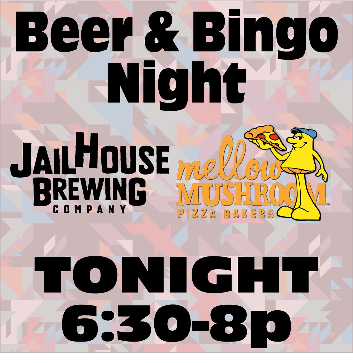 Join <a href="/MellowMushroom/">Mellow Mushroom</a> Augusta &amp; Evans for <a href="/JailhouseBrews/">Jailhouse Brewing Co</a>  Beer &amp; Bingo Night! 
Beer Specials, 1/2 Priced Wine &amp; LOTS of chances to WIN prizes!!