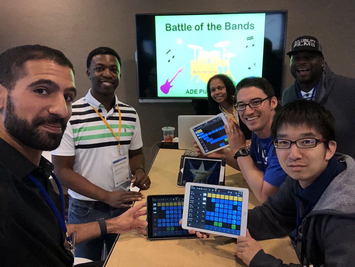 Shahar99's tweet image. Battle of the Bands with @taratanisensei @jlmarshall2010 @a_p_johnson @DrLacy #EveryOneCanCreate #ade2018 @AppleEDU #AppleADEChat