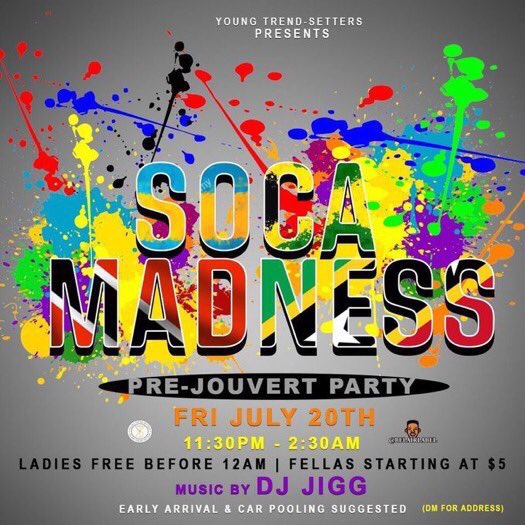 Chico_ace's tweet photo. Support my @Y_Trendsetters family ๐ฏ w/ #WWKWednesdays tonight !! & #SocaMadness & #OrlandoJouvert2k18 #YTSWeekend2k18
@MeechMakinMoves @Phat_fhat @PastorFaithful @SasTheAss @Bornsinner_83 @Nat_Nat326 @JLouis1994 @afrousal @KingJoq https://t.co/YpSeAgRe85