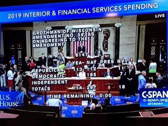 Americans4Arts's tweet photo. A victory for #artsadvocacy! The Grothman amendment proposing funding cuts to @NEAarts & @NEHgov was defeated by a vote of 114 to 297. Your tweets, calls, and passion for the arts truly make a difference — thank you! #SAVEtheNEA https://t.co/G3E1l1gly7