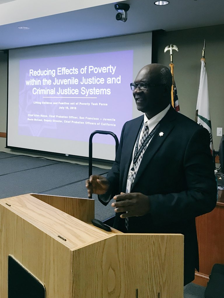 CAProbation's tweet photo. Thank you to Chief Nance (San Francisco Juvenile Chief) for your informative presentation at the Lifting Children &amp; Families Out of Poverty Task Force &amp; educating attendees on how #CAProbation works to implement #bestpractices for our youth #AB1520TaskForce 
@EndChildPovCA https://t.co/zf21aI1vSS