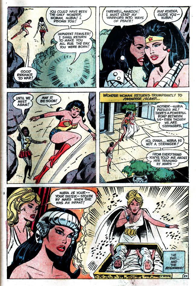 Nubia left the Amazons and returned to her mist-concealed Floating Island (named Slaughter Island by Mars). She told Diana that they will meet again and one of them will be proven the true Wonder Woman.