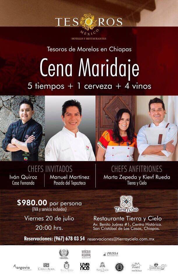 Tesoros de Morelos en #Chiapas 
Cena Maridaje