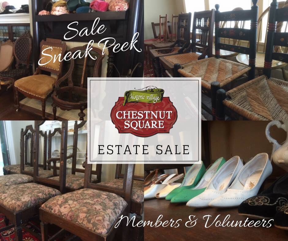 SquareChestnut's tweet image. Estate SALE - Sneak Peek for our valued Members and Volunteers. Sale starts tomorrow from 9 am - 3 pm in the Dulaney House. Come collect your treasures and take a little piece of Chestnut Square home with you. #ChestnutSquare