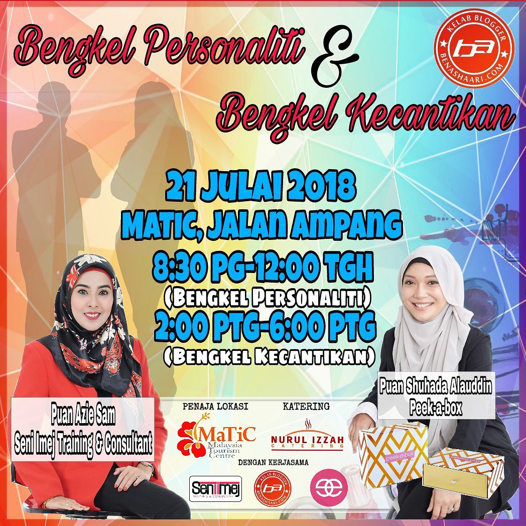 kbba9's tweet photo. Jangan kata perempuan je kena jaga penampilan ya 🤗 Analisa diri untuk tampil yakin dan menarik melalui Bengkel Personaliti &amp; Kecantikan #KBBA9 2018.

Sabtu (21 Julai 2018) di @MaticMY

#bengkelpersonaliti #bengkelkecantika #peekabox #seniimej #nurulizzahcatering #mrszakitchen https://t.co/8mefldJjzq
