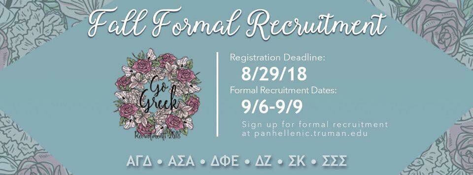 Fall 2018 Formal Recruitment registration is now open!! Sign up and GO GREEK!!