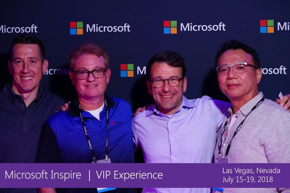 DavidFuess's tweet photo. Another excellent day at #MSInspire and impressive group of Microsoft VIPs with Dir. US National Solution Provider Sales Eric Loper, EVP WW Commercial Sales @judsonalthoff both of Microsoft, and Chinasoft Chairman and Founder Henry Chen @msPartner https://t.co/D3A4OB3wcK