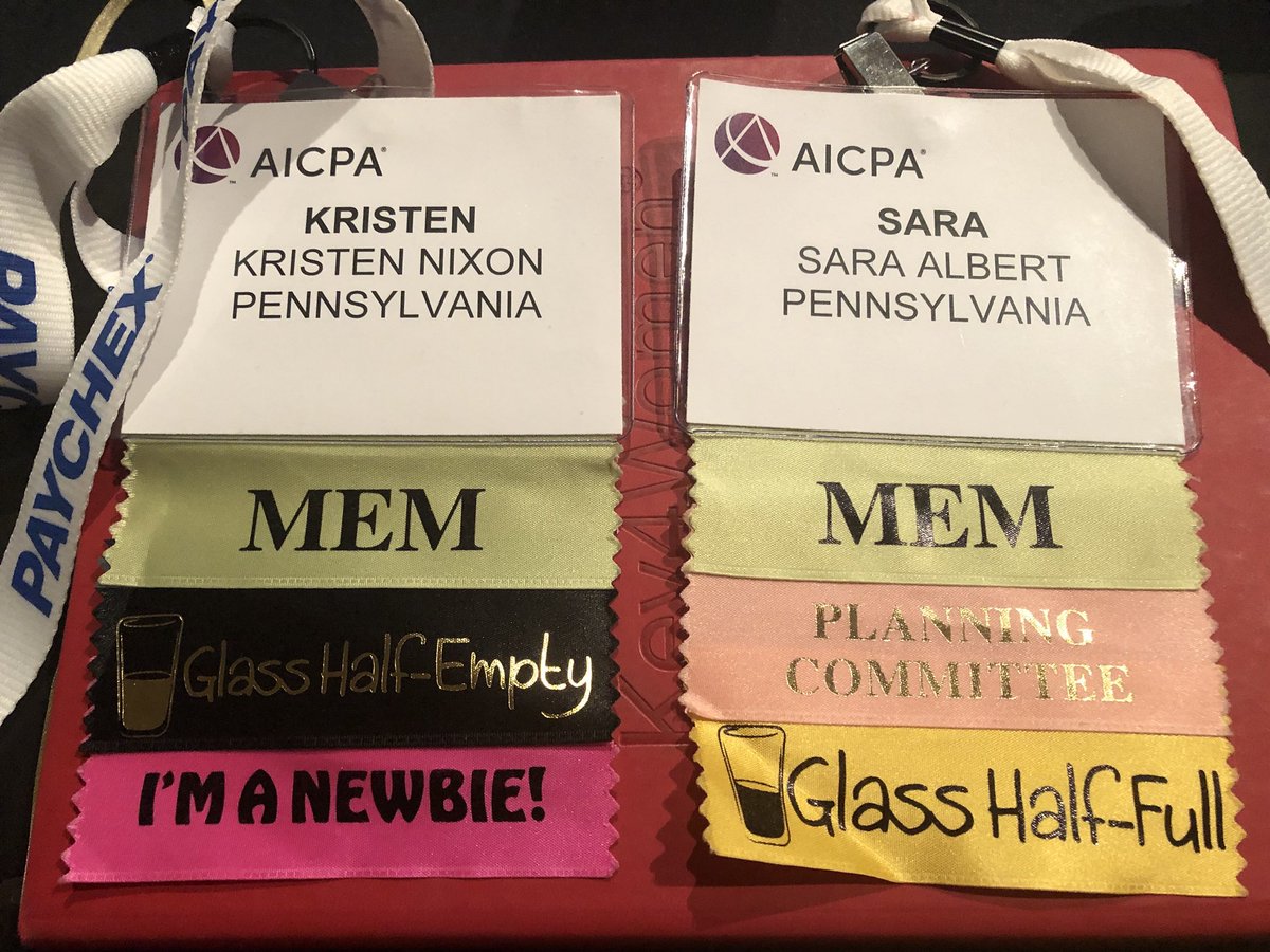 saralbert2's tweet photo. When you and your work wife coordinate your conference badge ribbons. 🤷🏼‍♀️ #theyarealsoblackandgold #pittsburghgirls #INTCHG18 https://t.co/iR2Z0p29nT