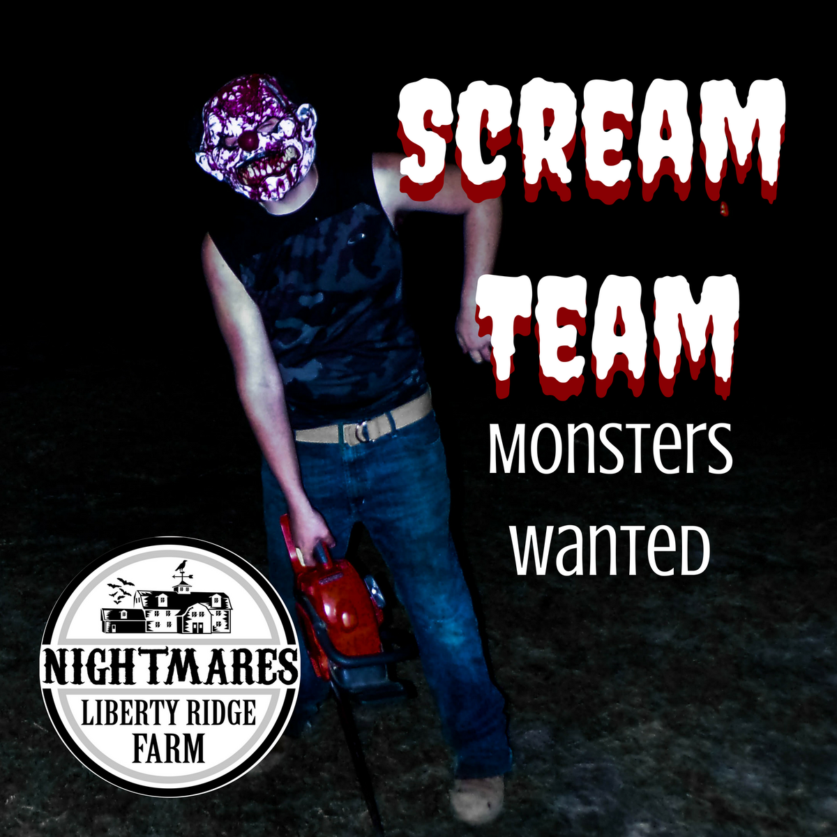 LRFnightmares's tweet photo. Scream Team Monsters Wanted - Second Night of Auditions this FRIDAY July 20, 6pm. Apply online: https://t.co/ko9Zar6vxN https://t.co/yzKQ3QDrFF