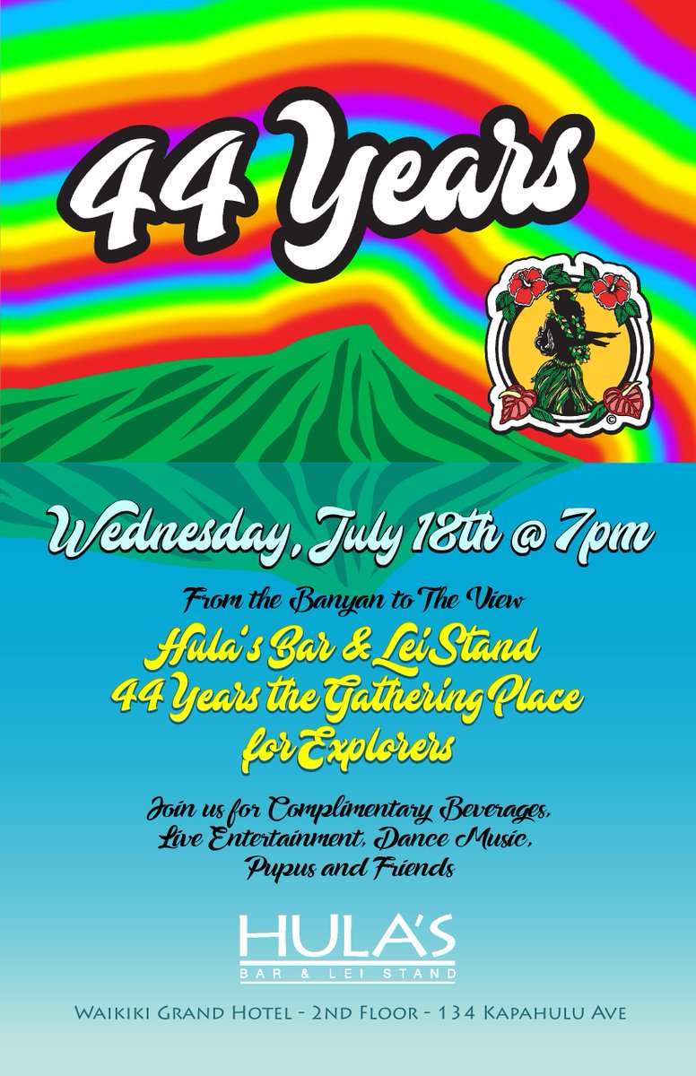 HulasWaikiki's tweet photo. Tickets are selling fast!! Hula's 44th Anniversary starts tonight at 7:00 pm! Live Music, DJs, and complimentary drinks! Visit our website to purchase your tickets now!!!
.
.
#44anniversary #lgbt #waikiki #livemusic #gayoahu #cocktails #lgbthistory https://t.co/itgMhd29JL