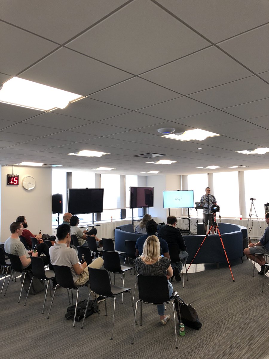 ClojureNYC's tweet photo. @flaximus_prime getting underway at @clojurenyc tonight. Great talk and amazing view courtesy of our hosts at @LaddersEng ! #ClojureNYC #Clojure #ClojureScript https://t.co/VrR90vRFRc