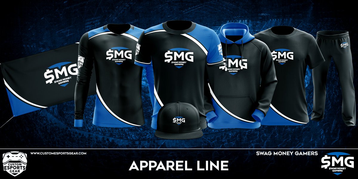 CustomEsport's tweet photo. Check out the new apparel line up for the @SwagMoneyGamers eSports team produced and designed by us! Check out their store at https://t.co/d8pkiK1SIF

Want kick ass apparel like this for your team or Company? Check out https://t.co/TRpswpOu5n https://t.co/kaZOEKNUS9