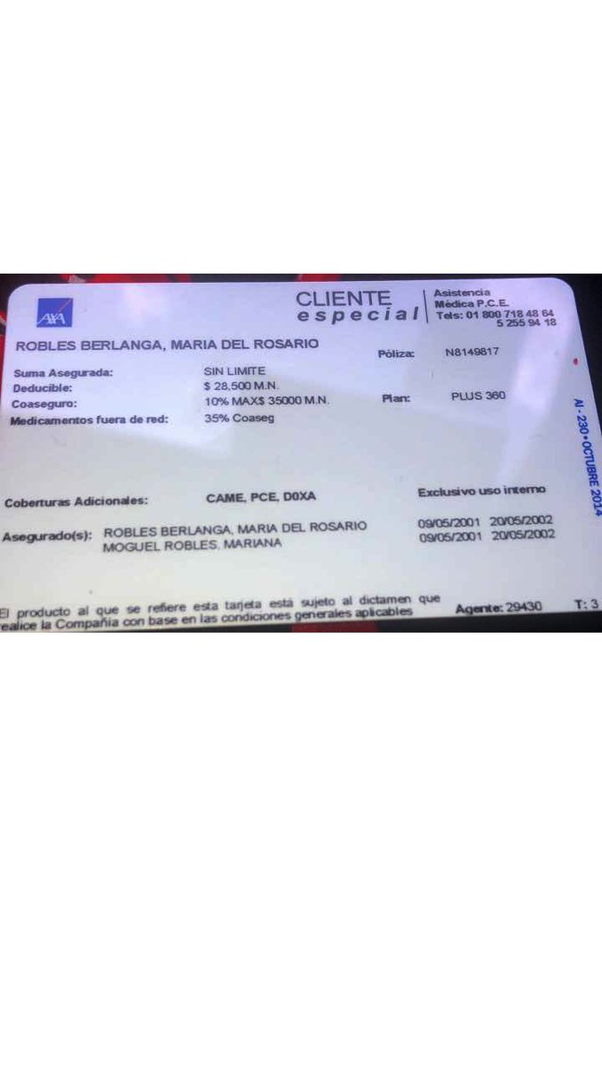Rosario_Robles_'s tweet photo. Por si queda duda, invito a @SinEmbargoMX corrobore que la póliza de mi seguro de gastos médicos mayores la pago de mi bolsillo desde el año 2001 https://t.co/gVcJ7uofGH