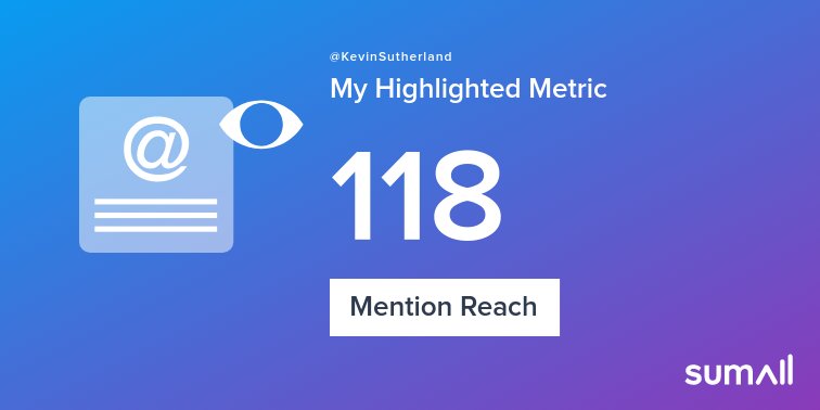 KevinSutherland's tweet photo. My week on Twitter 🎉: 1 Mention, 118 Mention Reach. See yours with https://t.co/cZvnJXMJjZ https://t.co/R6VBmsV2wj