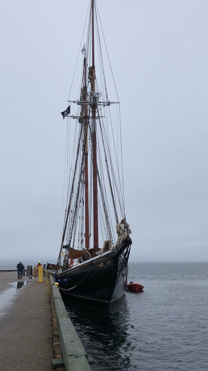 ArosNaMara's tweet photo. Thanks to everyone who came to tour the @SailBluenoseII today in the rain. The weather looks better for deck tours tomorrow starting at 10am. We have live music and our community market tomorrow happening too! #bluenoseii #experienceIona #explorecb #capebreton #sailing https://t.co/y4tNV9RGqc