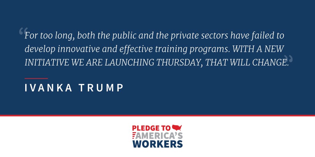 WhiteHouse45's tweet photo. .@IvankaTrump: "Our vision is to create a workforce culture that fosters and prioritizes life-long learning."

Read her op-ed on workforce development: https://t.co/O9ccuYak37 https://t.co/MOsDKigLmk
