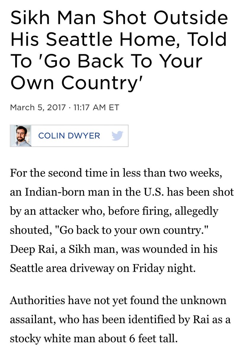 An attack on ONE is an attack on ALL — you attack Sikhs, Arabs, want to register Gypsies, put them on trains, shoot  Indians Blacks Jews and Asians — you’ve declared war on the international community.