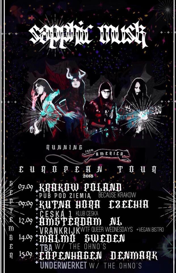 Things to do list be like......
S M rock shows in.............
Poland, Czechia, Netherlands, Sweden &amp; Denmark! #sapphicmusk #rocknroll #europeantour