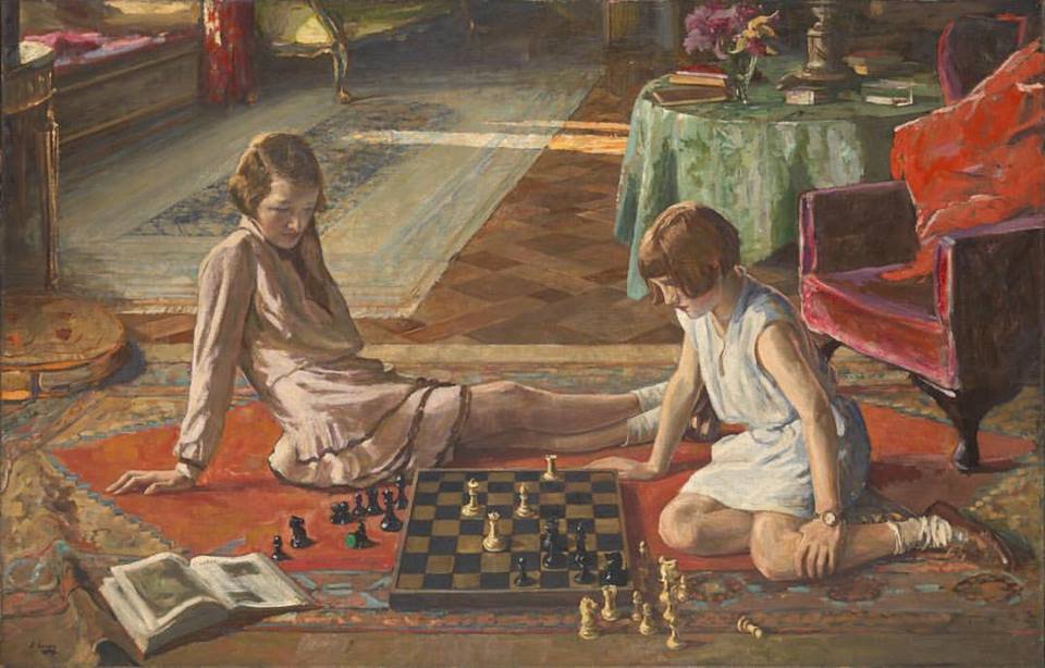 John Lavery, "The Chess Players"; oil on canvas (1929)