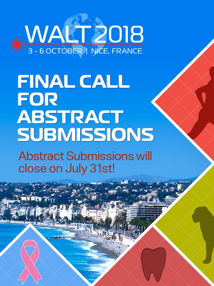 Final call for abstract submissions for WALT 2018 Congress held in France. Closes on July 31st: mailchi.mp/babb5d0909bd/w…