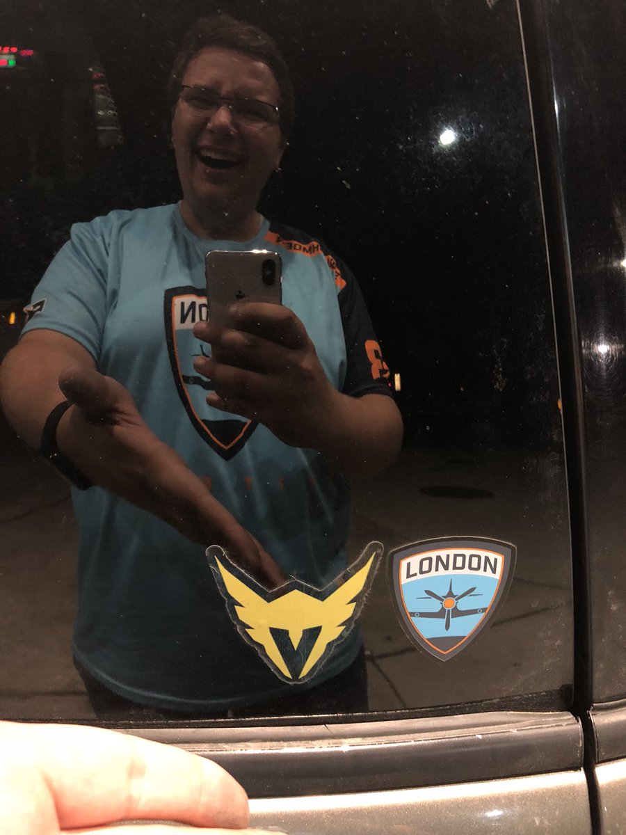 squashmoen's tweet image. The last time I was at the @overwatchleague, a random @LAValiant fan put a Valla sticker on my car. Little did I know that it would all come down to this!!!! 

LETS GO @Spitfire!!!!! Avenge my rear window!!!!!
#AcesHigh  #WingsOut #TheFirstPlayoffs