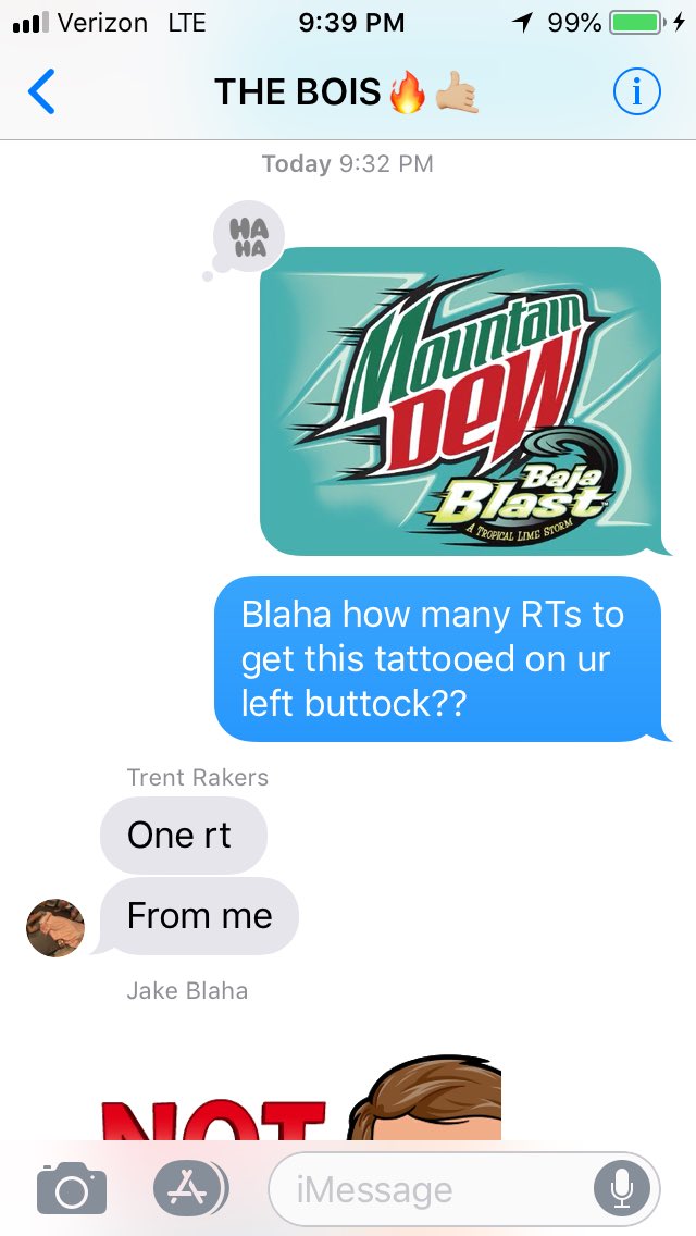 malavsky's tweet image. So my buddy calls himself Blaha blast. You can’t tell me this wouldn’t be a funny tattoo no matter where it is. PLS PLS RT!!!