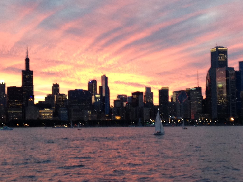 #dlpcoaching beautiful sunset skyline of Chicago with new DLP friends after a wonderful day of new learning!  DLP coaches Rock!