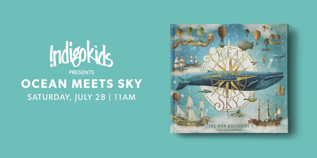 Join us on Saturday, July 28 at 11am and let your imagination run wild! Design your own magical place, like where the ocean meets the sky or create a ship, just as Finn does in the story! Perfect for ages 5 – 12. Call store for details.