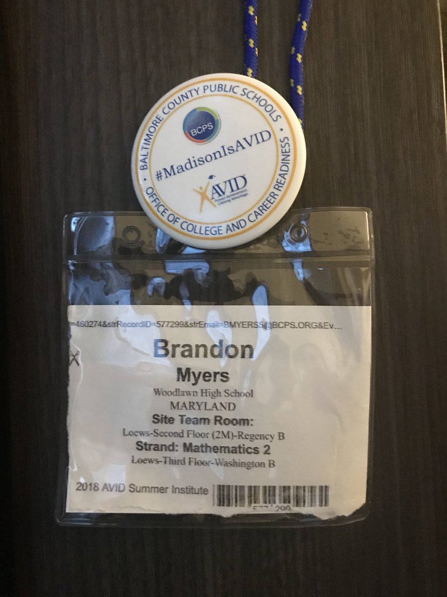 MrBrandonMMyers's tweet photo. Launching Woodlawn HS’s 18-19 Ts and Ss flair initiative with my very first piece of flair! #MadisonIsAVID #AVIDSI2018 #WhateverItTakes @AyePrincipal https://t.co/UdYM6U0sFu