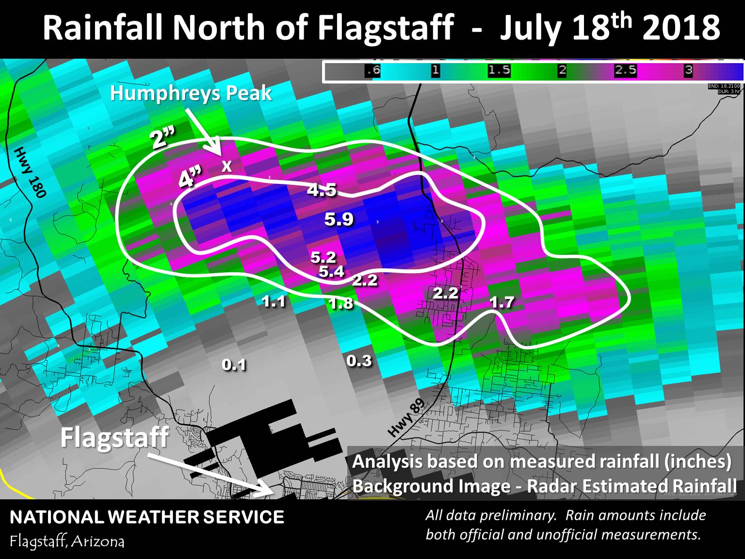 NWS Flagstaff on Twitter "Torrential rain (and hail) fell over the San