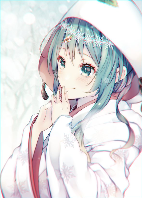 初音ミク ,雪ミク 「雪ミクちゃん❄️ #暑いので涼しげな画像貼る 」|しおみづ🐰次はC102参加予定のイラスト