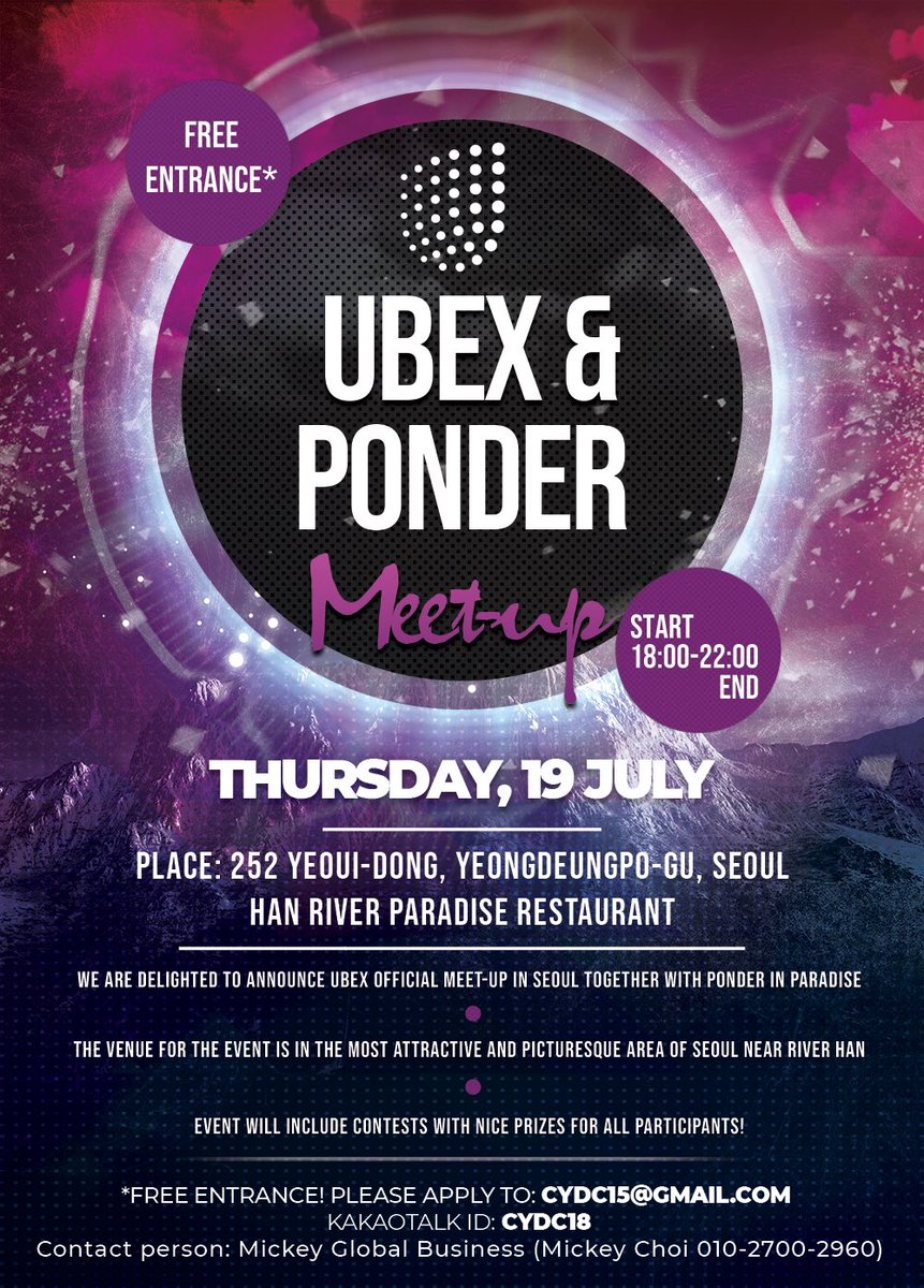 The exclusive Ubex &amp; Ponder event in Seoul is kicking off in a matter of minutes! Join us and stay tuned for updates!
#ubex #seoul