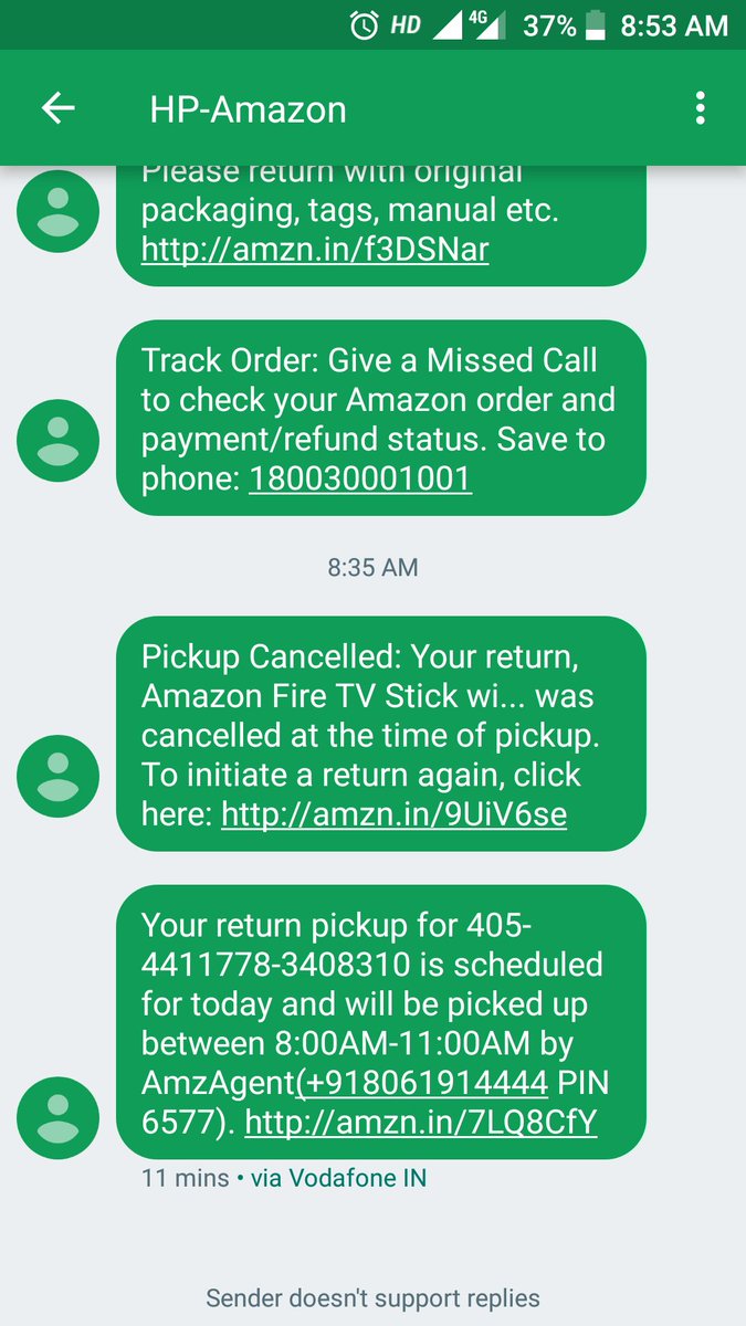 pd_premdeep's tweet photo. Bought firestick on 16,
18 it is undelivered because broken on the way,
Today keep getting msg, call to return the undelivered item. Policy says if not return then no replacement. If return then new item will come by 26.
@amazonIN @amazon
#AmazonPrimecustomer
#worstexperience https://t.co/nE5A2vV13H